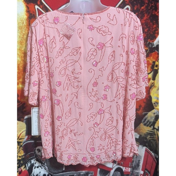 Roaman's Women's‎ Plus Size Pink Floral Embroidered ~Tunic Top~26W~NWT - Picture 2 of 8